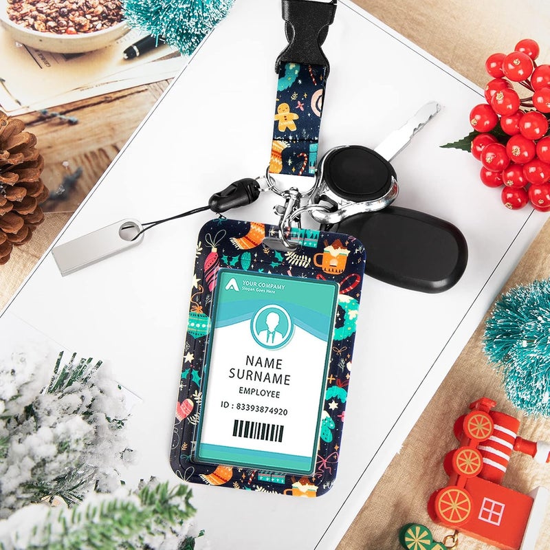 Hinsly ID Badge Holder with Lanyard Christmas Decoration, Retractable Badge Holders Reels with Lanyards Adjustable, for Women Kids Teacher Nurses Doctor Student - Image 4